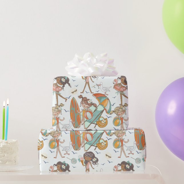 Girls Beach Party  Wrapping Paper (Party Gifts)