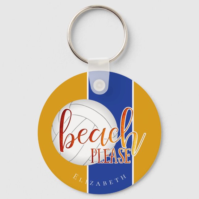 girls beach please volleyball keychain w name (Front)