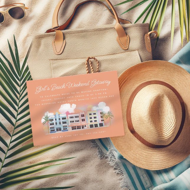 Girl's Beach Weekend Getaway Birthday Bachelorette Invitation (Creator Uploaded)