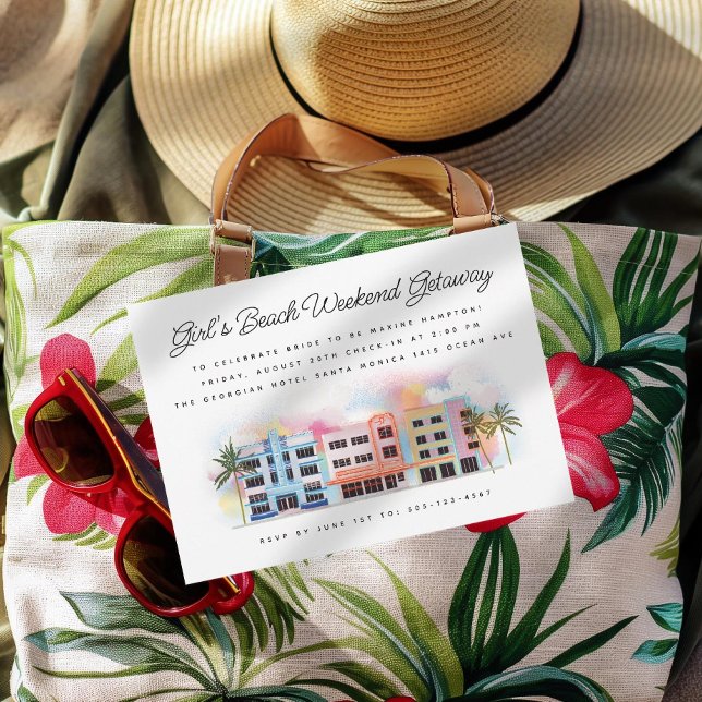 Girl's Beach Weekend Getaway Birthday Bachelorette Invitation (Creator Uploaded)