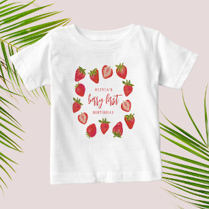 Girl's Berry First Summer Strawberry 1st Birthday Baby T-Shirt