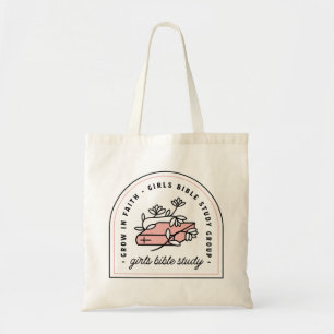 Girls bible study christian reading pink aesthetic tote bag