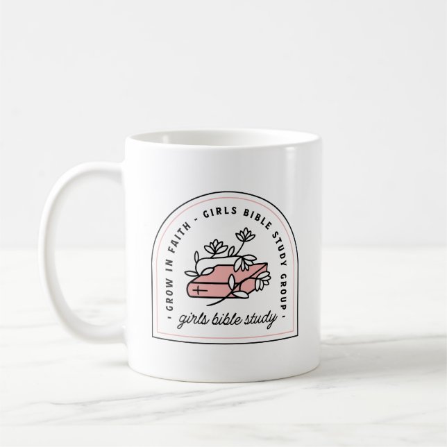 Girls bible study reading group aesthetic coffee mug (Left)