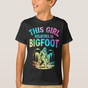 Girls bigfoot believer tie dye sasquatch cryptid T-Shirt