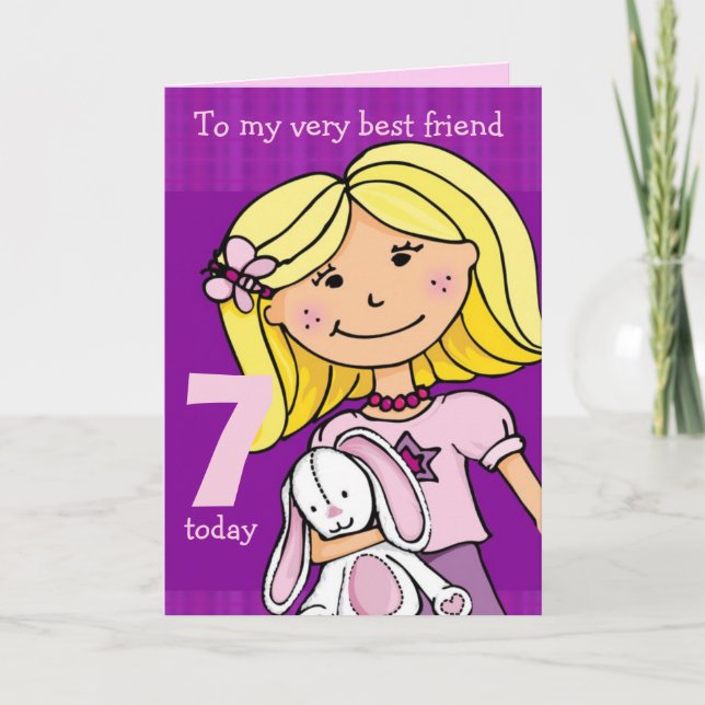 Girl's birthday card "Girlie cuddles" purple (Front)