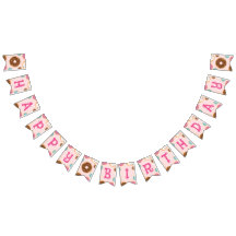 Girl's Birthday Doughnut Party - Party Flag Buntin