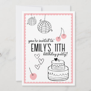 Girls Birthday Invitation pink