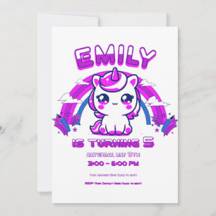 Girls Birthday Invitation Unicorn - Editable