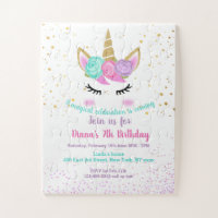 Girl's Birthday Invitation Unicorn Theme 
