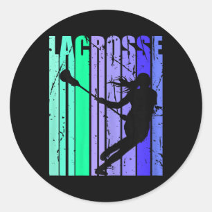 Girls Birthday Lacrosse Retro Sticks Lacrosse Desi Classic Round Sticker