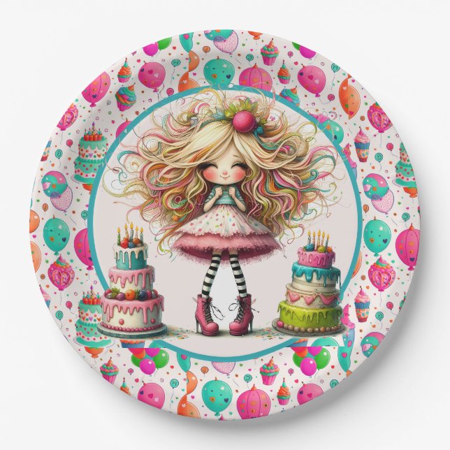 Girls Birthday  Paper Plate (Front)