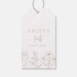 Girls birthday party floral elegant simple  gift tags