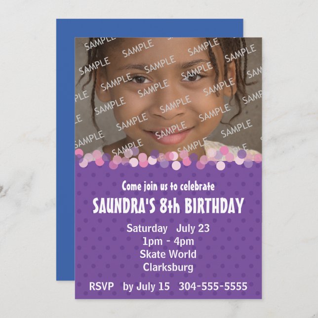 Girl's Birthday Party Invitation (Front/Back)