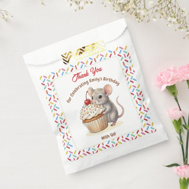 Girl's Birthday Party | Mouse & Cupcake Thank You Favour Bags (Sealed)