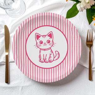 Girl's birthday party with custom colours kitten paper plate