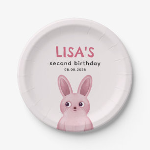 Girl's birthday party with pink baby bunny paper plate