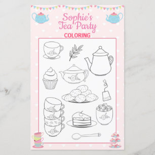 Girls Birthday Tea Party Coloring Page