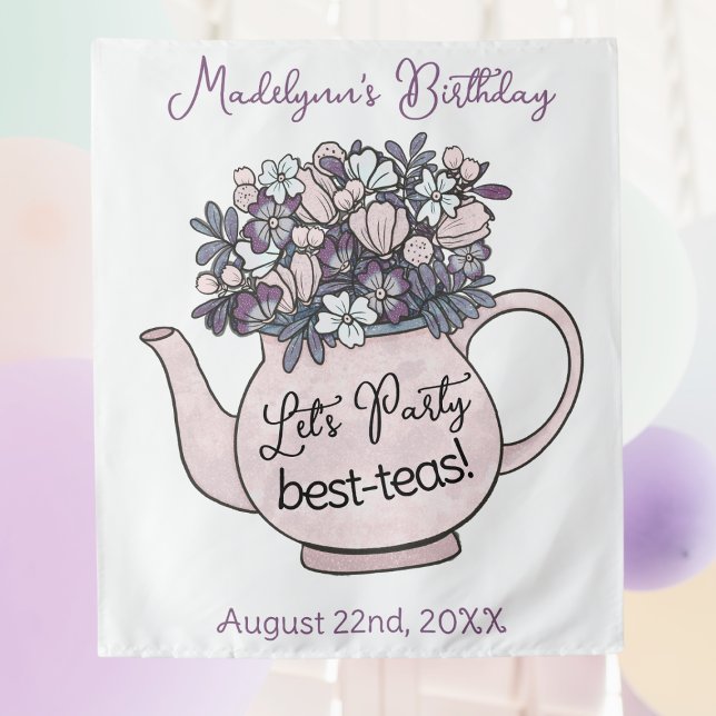 Girl's Birthday Tea Party Let's Party  Tapestry (Girls Birthday Tea Party Backdrop)