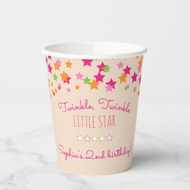 Girl's Birthday Twinkle Twinkle Little Star Paper Cups (Left)