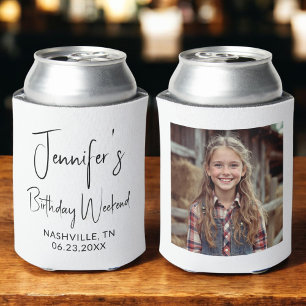 Girls Birthday Weekend Personalised Photo Can Cooler