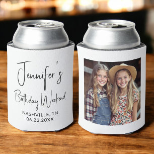Girls Birthday Weekend Personalised Photo Can Cooler