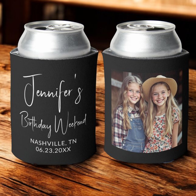 Girls Birthday Weekend Personalised Photo Can Cooler (Creator Uploaded)