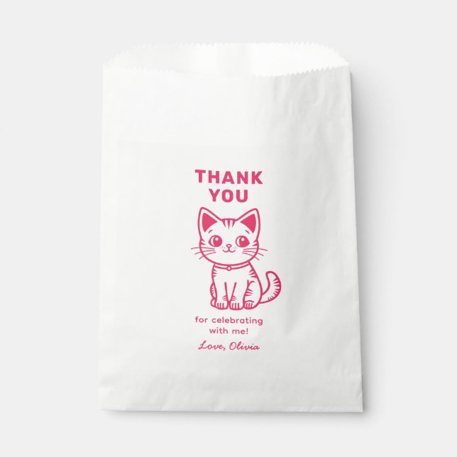 Girl's birthday with custom colours cute kitten favour bags (Front)