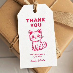 Girl's birthday with custom colours cute kitten gift tags