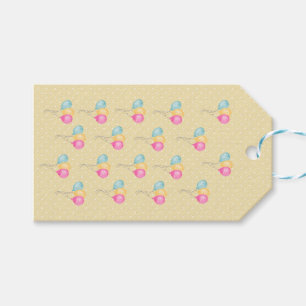 Girls Birthday Yellow Polka Dots And Balloons Gift Tags