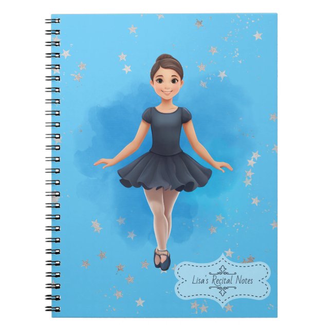 Girl's Blue ballet dancer  Notebook (Front)