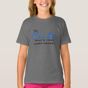 Girls Blue Cute Super Power T-shirt