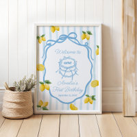 Girls Blue Lemon Amalfi Watercolor 1st Birthday