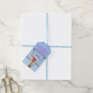 Girls Blue Sky Birthday Party Basketball Hoop Gift Tags