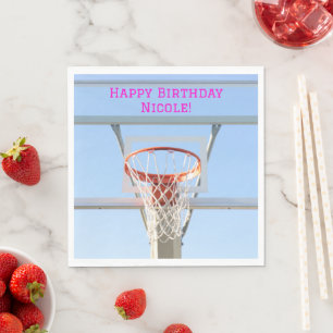 Girls  Blue Sky Birthday Party Basketball Hoop  Napkin