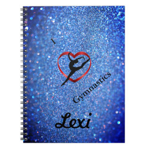 GIRLS BLUE SPARKLE CUSTOMIZED GYMNASTICS NOTEBOOK