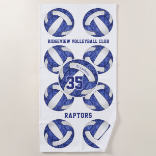 girls blue white volleyball team colours custom beach towel