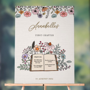 Girls Boho Book First Chapter Birthday Welcome Acrylic Sign