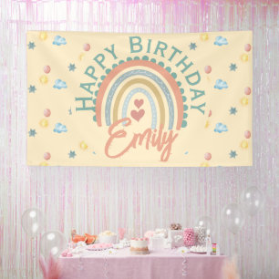 Girl's Boho Rainbow Dreams Pale Yellow Banner