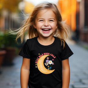 Girls Boho Retro "Moon Child" Basic T-Shirt