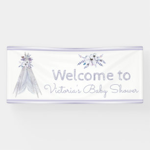 Girls Boho Tribal Teepee Baby Shower Banner