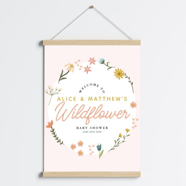 Girls Boho Wildflower Baby Shower Welcome Sign (Creator Uploaded)