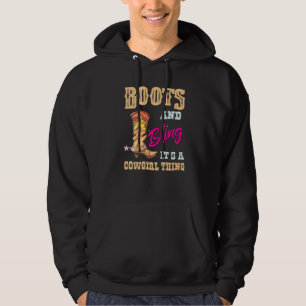 Girls Boots Bling Its A Cowgirl Thing Cute Horseba Hoodie