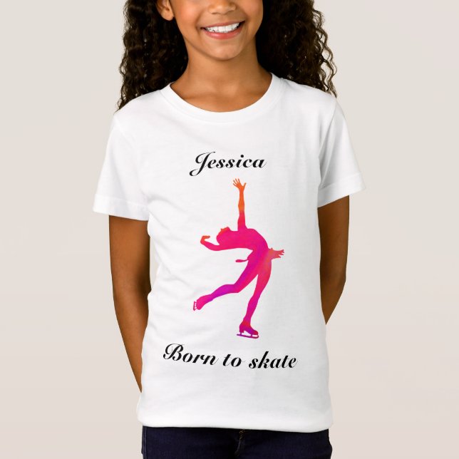 Girls Born to Skate Figure Skating T-Shirt (Front)
