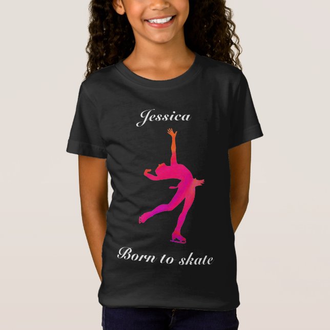 Girls Born to Skate Figure Skating T-Shirt (Front)