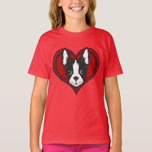 Girl's Boston Terrier Heart Shirt