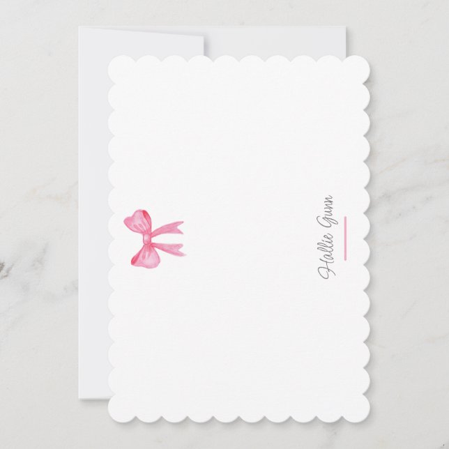 Girls Bow Stationary Thank You Card (Front)