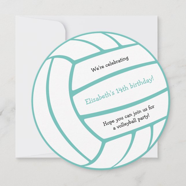 girls boys ANY colour volleyball birthday party Announcement (Front)