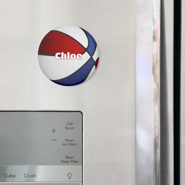 girls boys basketball red white blue team colours magnet (In Situ (Fridge))