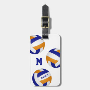 girls boys blue orange volleyball team colours luggage tag