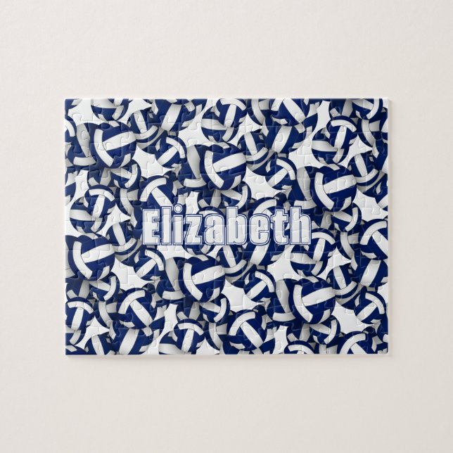 girls boys blue white volleyball team colours jigsaw puzzle (Horizontal)